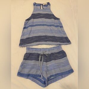 Bella Dahl Blue Striped Sleeveless Top and Shorts Set